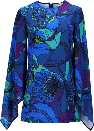 The Attico Floral Long Sleeve Mini Dress in Multicolor Viscose