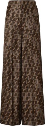 Fendi Brown Silk Logo Pants