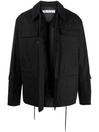 Off-white logo-embroidered military jacket - men - Polyester/Cotton/Cotton - S - Black