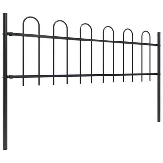 Berkfield Home Garden Fence with Hoop Top Steel 8.5x0.6 m Black