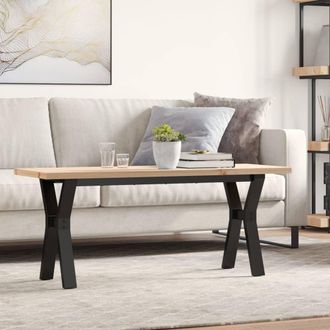 vidaXL Vidaxl - Mesa De Centro Marco Y Madera Maciza Pino Y Acero 110x40x45,5cm
