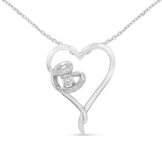 House of Brilliance 925 Sterling Silver 1/10 cttw Diamond Heart Pendant Necklace in White at Nordstrom