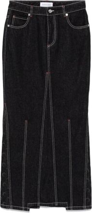 Marine Serre Moon Denim Lange Rok - Dames - Spijkerrokken - Zwart - L - Denim - Rokken