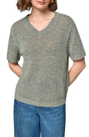 DKNY Cotton Blend V-Neck Sweater in Verde Multi at Nordstrom, Size X-Large