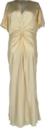 Victoria Beckham Gathered Midi Dress in Ivory Viscose