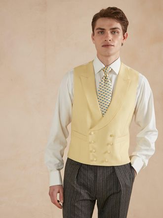 Oliver Brown Double Breasted Wool Waistcoat - Yellow