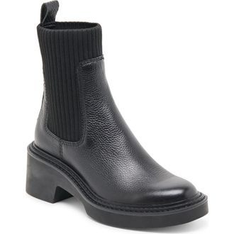 Dolce Vita Hilora Water Resistant Chelsea Boot in Black Leather H2O at Nordstrom Rack, Size 7.5