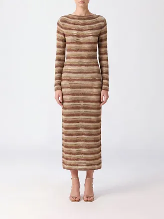 MC2 Saint Barth Abito midi a righe in maglia di lurex a maniche lunghe