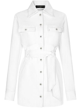 Dolce & Gabbana Giacca denim con cintura - Bianco