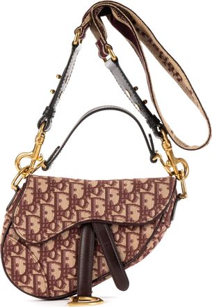Dior Pre-owned Womens Mini Saddle Oblique Shoulder Bag - Burgundy - One Size