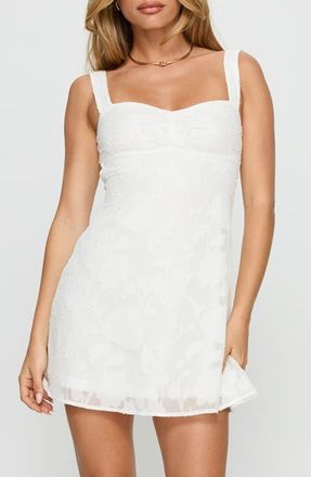 Princess Polly Mcbeath Floral Jacquard Minidress in White at Nordstrom, Size 10