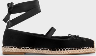 Charles & Keith Bernadine Faux Suede Tie-Around Espadrille Flats