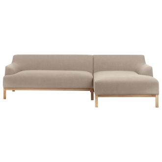 Beliani Beliani - Sof&aacute; Esquinero Elegante Tela Poli&eacute;ster Patas De Madera Sala De Estar Gris Pardo Izquierdo Sosjo