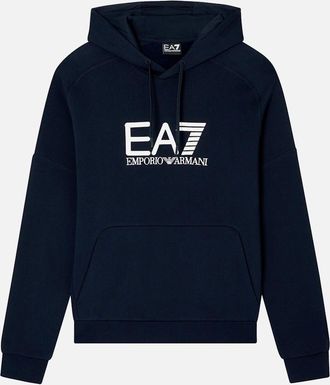 Emporio Armani Mens EA7 Emporio Armani Visibility Cotton Hoodie Navy/White - Black - Size: 40