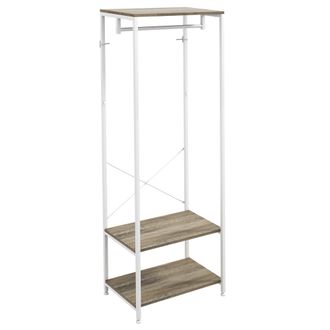 HOMCOM Coat Rack - 2-in-1 Clothes Stand With Shoe Storage For Hallway - Grey | TJ Hughes