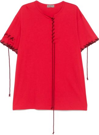 Yohji Yamamoto T-shirt con dettaglio cuciture - Rosso
