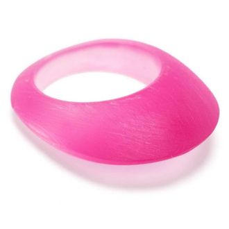 Saint Laurent Ladies Ice Effect Pink Fush Resin Ring, Size 5