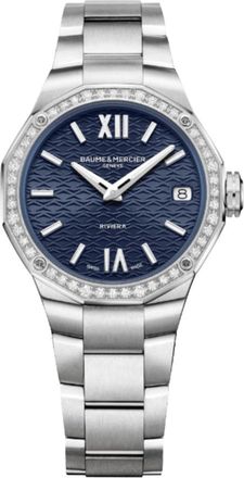 Baume & Mercier Riviera Blue Dial Diamond Bezel Steel Womens Watch 10765