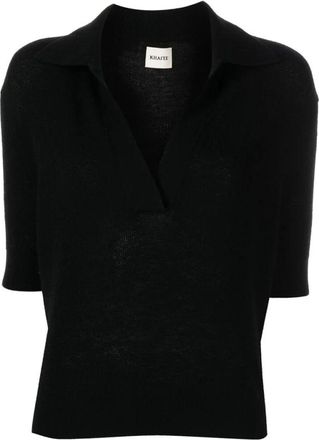 Khaite Truien & Vesten, Dames, Zwart, L, Zwarte Cashmere V-Hals Trui