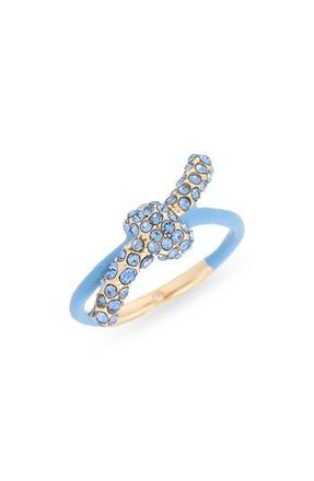 Nordstrom Rack Pav&eacute; Crystal Enamel Knot Ring in Blue Multi- Gold at Nordstrom Rack, Size 8