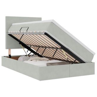 vidaXL Letto Con Contenitore E Materasso Grigio Chiaro 120 X 200 Cm Vidaxl