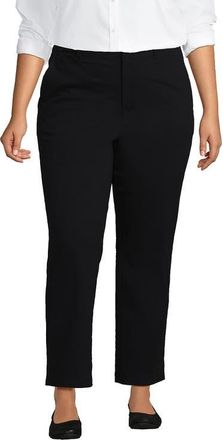 Lands End Mid Rise Classic Straight Leg Chino Ankle Pants in Black at Nordstrom, Size 24W