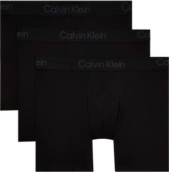 Calvin Klein Ultra-Soft Stretch Modal 3-Pack Boxer Briefs in Black/black/black at Nordstrom, Size X-Large