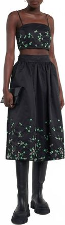 Ganni Beaded Midi Skirt In Black