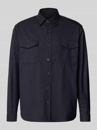 Cruna Regular Fit Hemdjacke mit Brusttaschen Modell Osaka in Marine, Größe 46