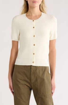 Rag & Bone Michal Short Sleeve Crop Cardigan in Chalk at Nordstrom Rack, Size Xx-Small