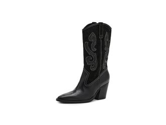 Free People Farrah Western Boots Womens Boots Black : EU 36.5 (US Womens 6.5) M, Leather