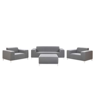 Beliani Conjunto De Jard&iacute;n 5 Plazas De Poli&eacute;ster Gris Blanco Patas Metal Rovigo