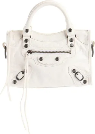 Balenciaga Mini Le City Crinkle Leather Top Handle Bag in 9104 Optic White at Nordstrom