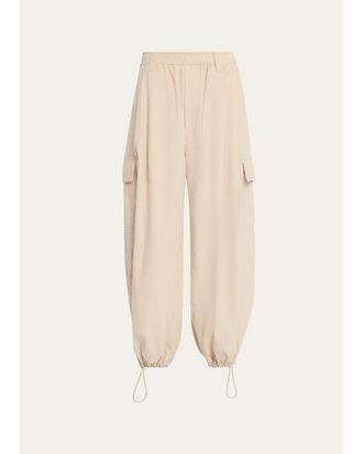 Brunello Cucinelli Cotton-Cashmere Corduroy Baggy Wide-Leg Cargo Pants