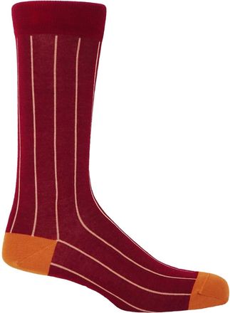 Peper Harow Pin Stripe Mens Socks - Crimson