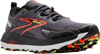 Brooks Mens Cascadia 18 Gtx Running Shoes In Blackened Pearl/black/tomato