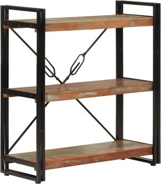 vidaXL 3-Tier Bookcase 77x30x80 cm Solid Wood Reclaimed and Iron vidaXL