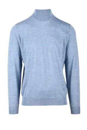 FILIPPO DE LAURENTIIS Light Blue Merino Wool Mens Turtleneck