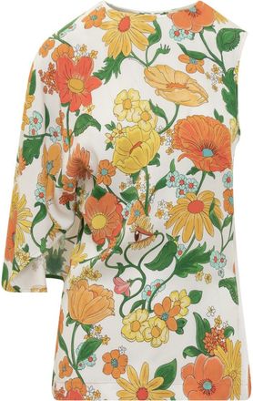 Stella McCartney White Floral Round Neck Top