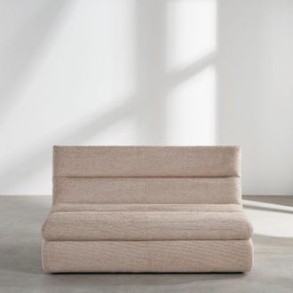 Maisons du monde Tumbona de dos plazas en poli&eacute;ster color caramelo y tejido de algod&oacute;n
