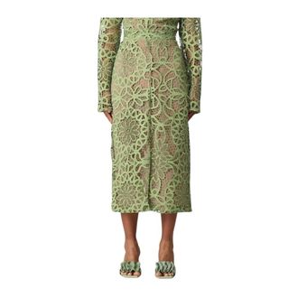 Weili Zheng Midi Skirts, female, Green, L, Lace Midi Dress