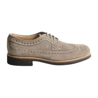 Tod's Laced Shoes, male, Beige, 8 UK, Suede Derby Shoes