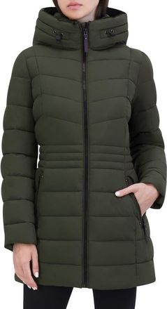 Shelli Segal Stretch Puffer Jacket in Moss Green at Nordstrom Rack, Size X-Large