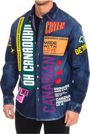 Dsquared2 Denim Long Sleeve Shirt met Merk Motief - Heren - Casual Overhemden - Veelkleurig - S - Denim - Overhemden