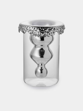 San Lorenzo 1997 Afra and Tobia Scarpa Pure Silver and Glass Vase (8in/20.5cm)