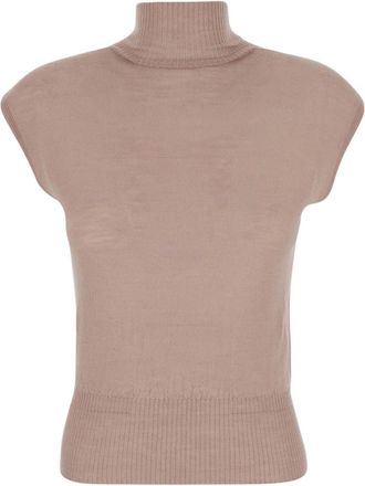 Rick Owens Truien & Vesten, Dames, Roze, XS, Wol, Top met korte mouwen en coltrui