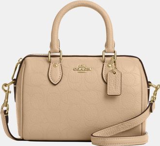 Coach Womens Mini Rowan Crossbody in Signature Pebbled Leather - Beige - One Size
