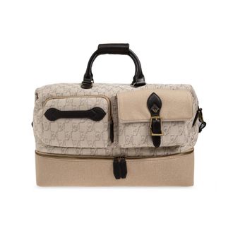Emporio Armani Monogram Carry-On Bag - Heren - Weekendtassen - Beige - ONE Size - Leer - Tassen