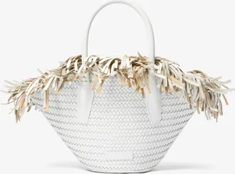Michael Kors Sardinia Mini Hand-Woven Leather Basket Tote Bag