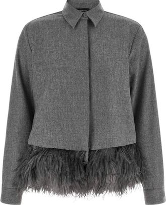 Fabiana Filippi Boxy Flanellen Blouse - Dames - Overhemden - Grijs - S - Wol - Overhemden
